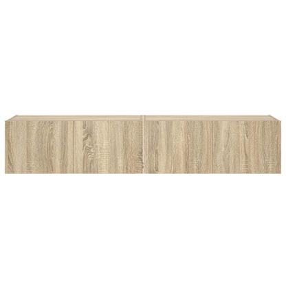 TV Wall Cabinets with LED Lights 2 pcs Sonoma Oak 80x35x31 cm