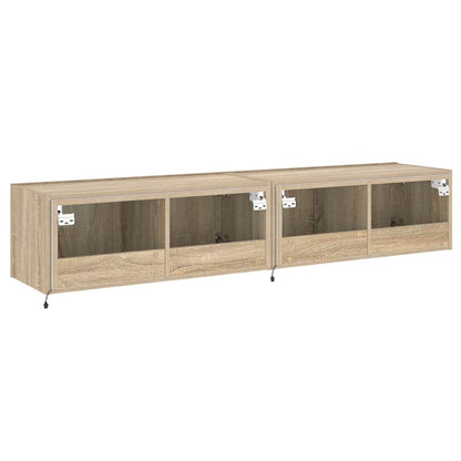 TV Wall Cabinets with LED Lights 2 pcs Sonoma Oak 80x35x31 cm