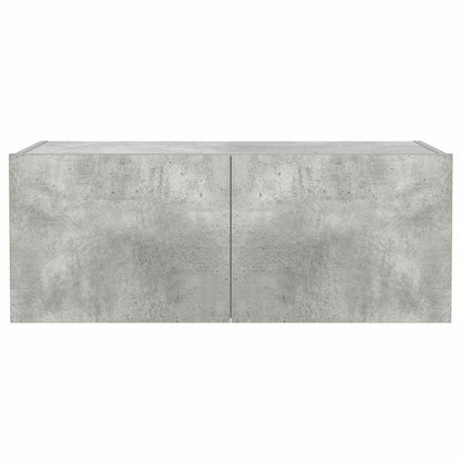 TV Wall Cabinet with LED Lights Concrete Grey 80x35x31 cm