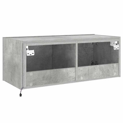 TV Wall Cabinet with LED Lights Concrete Grey 80x35x31 cm