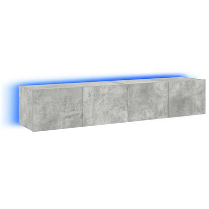 TV Wall Cabinets with LED Lights 2 pcs Concrete Grey 80x35x31 cm