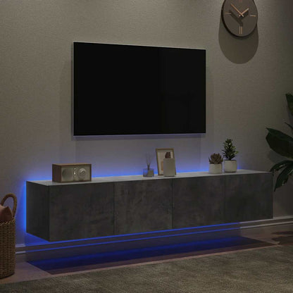 TV Wall Cabinets with LED Lights 2 pcs Concrete Grey 80x35x31 cm