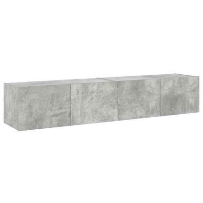 TV Wall Cabinets with LED Lights 2 pcs Concrete Grey 80x35x31 cm