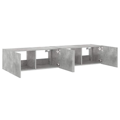 TV Wall Cabinets with LED Lights 2 pcs Concrete Grey 80x35x31 cm