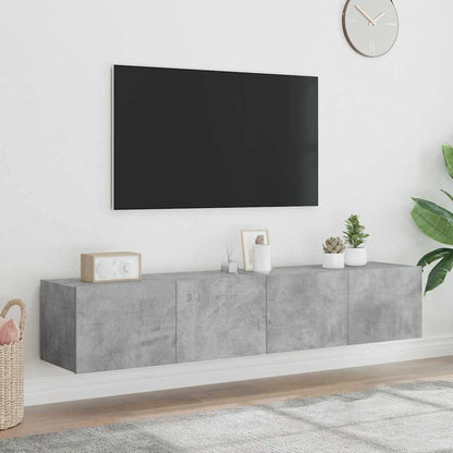 TV Wall Cabinets with LED Lights 2 pcs Concrete Grey 80x35x31 cm
