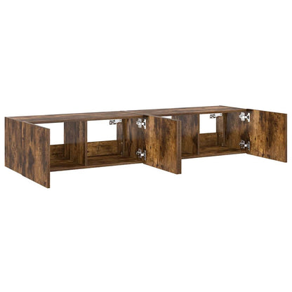 TV Wall Cabinets with LED Lights 2 pcs Smoked Oak 80x35x31 cm