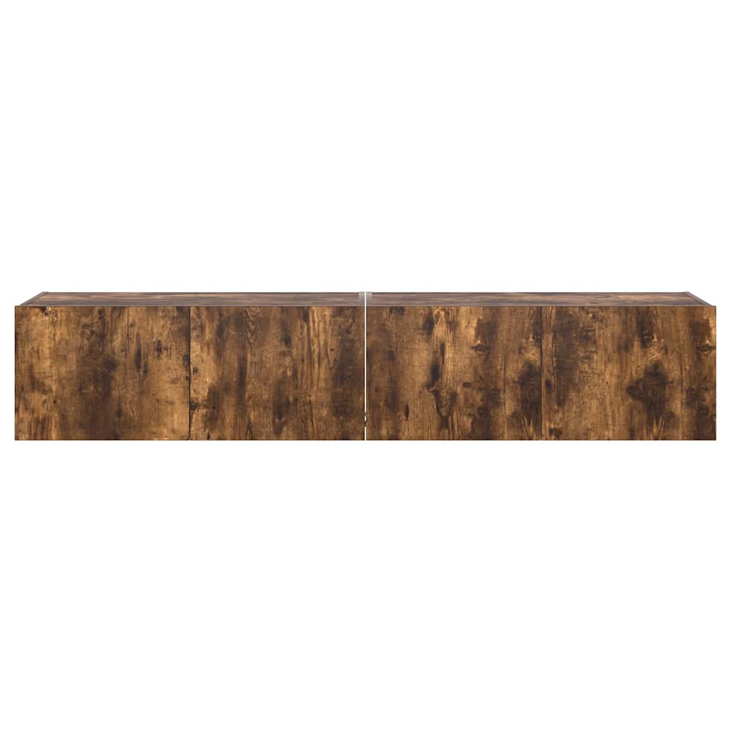 TV Wall Cabinets with LED Lights 2 pcs Smoked Oak 80x35x31 cm