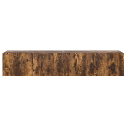 TV Wall Cabinets with LED Lights 2 pcs Smoked Oak 80x35x31 cm