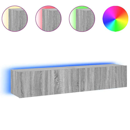 TV Wall Cabinets with LED Lights 2 pcs Grey Sonoma 80x35x31 cm