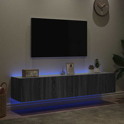 TV Wall Cabinets with LED Lights 2 pcs Grey Sonoma 80x35x31 cm