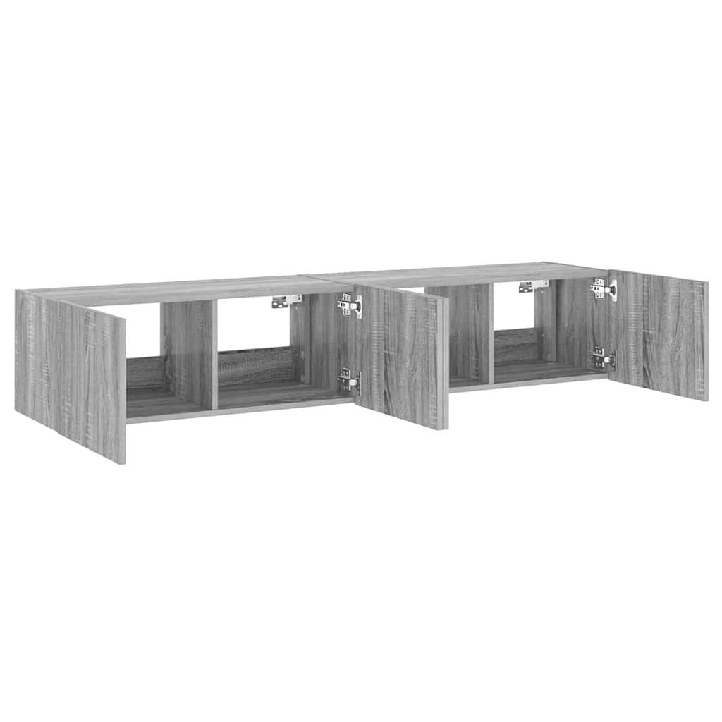 TV Wall Cabinets with LED Lights 2 pcs Grey Sonoma 80x35x31 cm