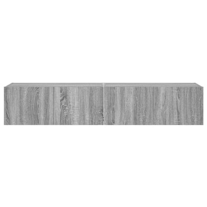 TV Wall Cabinets with LED Lights 2 pcs Grey Sonoma 80x35x31 cm