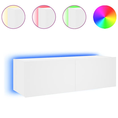 TV Wall Cabinet with LED Lights White 100x35x31 cm