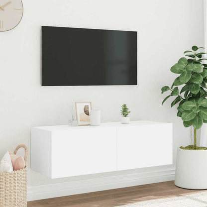 TV Wall Cabinet with LED Lights White 100x35x31 cm
