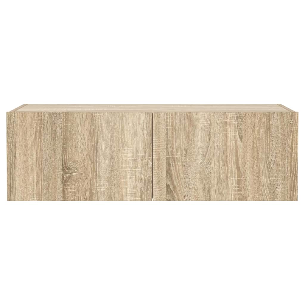 TV Wall Cabinet with LED Lights Sonoma Oak 100x35x31 cm