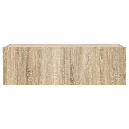 TV Wall Cabinet with LED Lights Sonoma Oak 100x35x31 cm