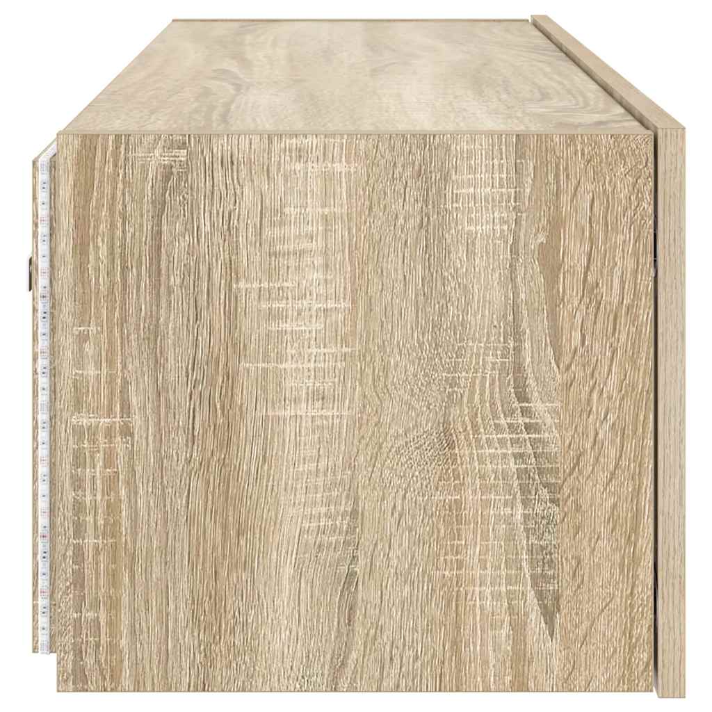 TV Wall Cabinet with LED Lights Sonoma Oak 100x35x31 cm