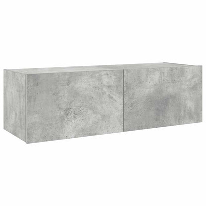 TV Wall Cabinet with LED Lights Concrete Grey 100x35x31 cm