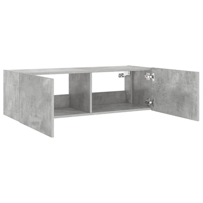 TV Wall Cabinet with LED Lights Concrete Grey 100x35x31 cm