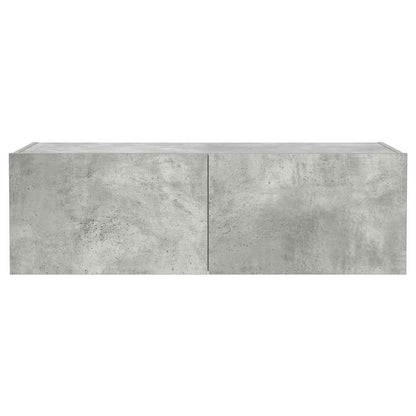 TV Wall Cabinet with LED Lights Concrete Grey 100x35x31 cm