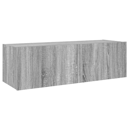 TV Wall Cabinet with LED Lights Grey Sonoma 100x35x31 cm