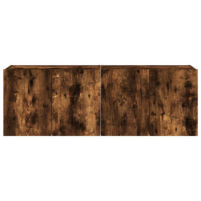 TV Wall Cabinets with LED Lights 2 pcs Smoked Oak 60x35x41 cm