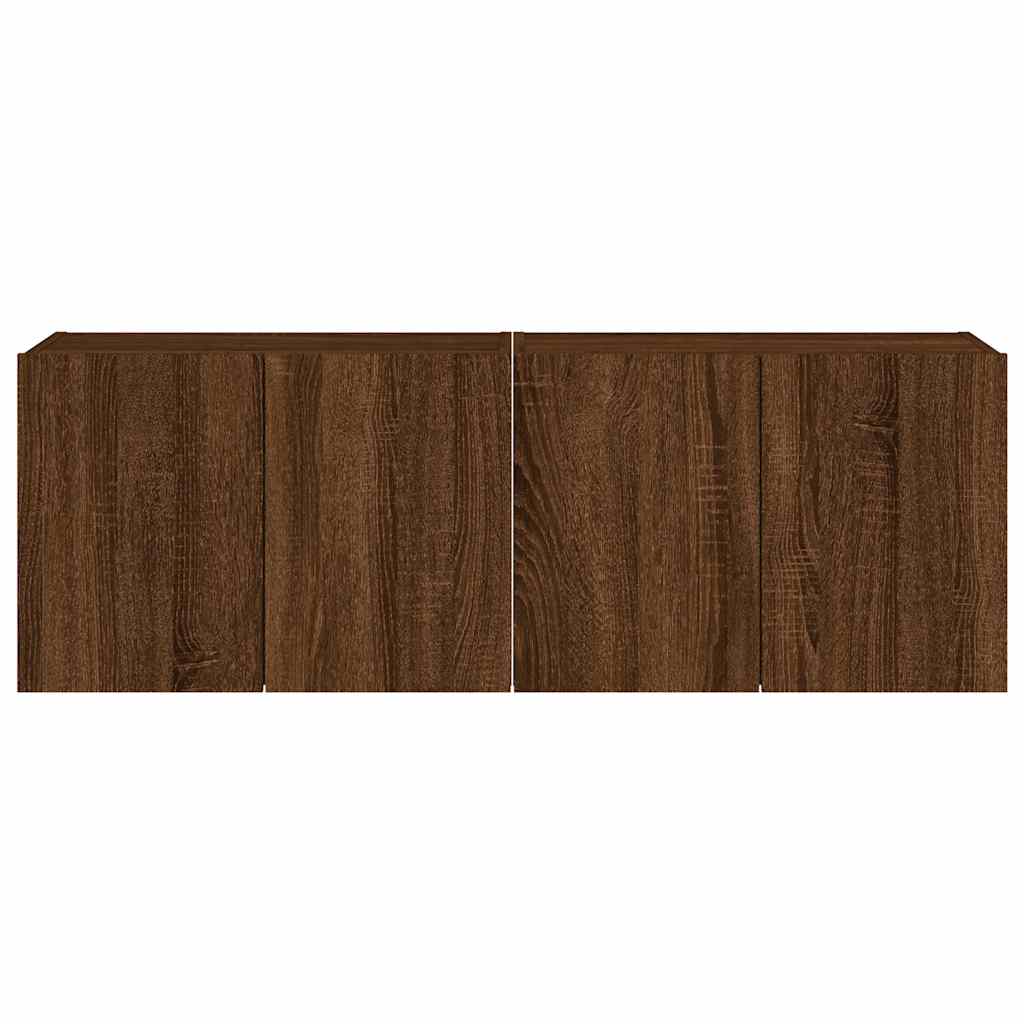TV Wall Cabinets with LED Lights 2 pcs Brown Oak 60x35x41 cm