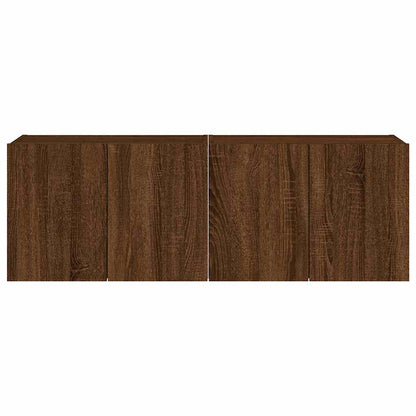 TV Wall Cabinets with LED Lights 2 pcs Brown Oak 60x35x41 cm
