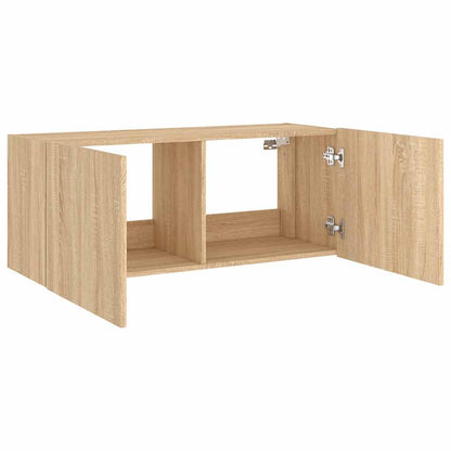 TV Wall Cabinet with LED Lights Sonoma Oak 100x35x41 cm