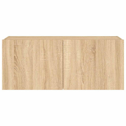 TV Wall Cabinet with LED Lights Sonoma Oak 100x35x41 cm