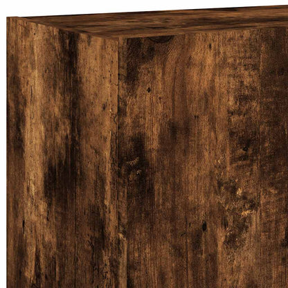TV Wall Cabinet with LED Lights Smoked Oak 100x35x41 cm