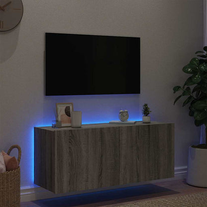 TV Wall Cabinet with LED Lights Grey Sonoma 100x35x41 cm