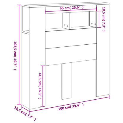 LED Headboard White 100x18.5x103.5 cm Engineered Wood