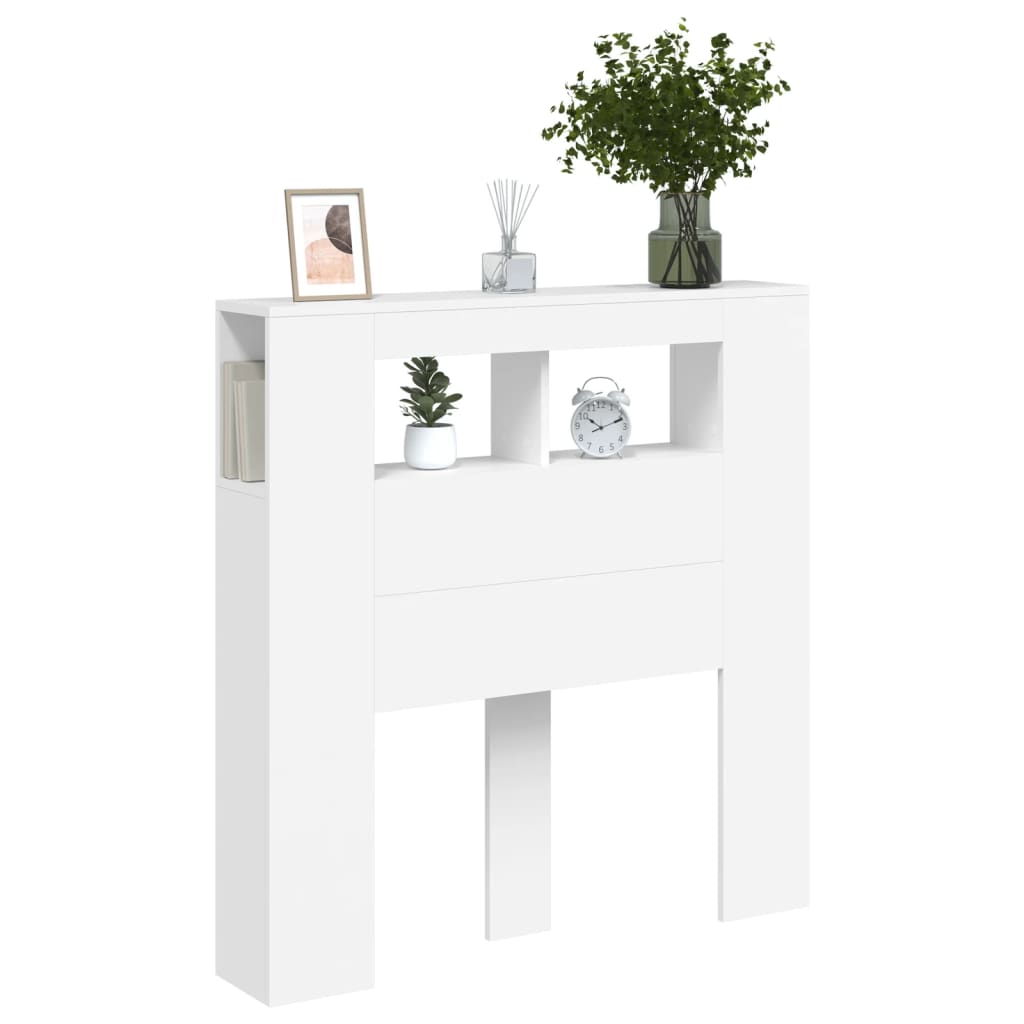 LED Headboard White 100x18,5x103,5 cm Engineered Wood