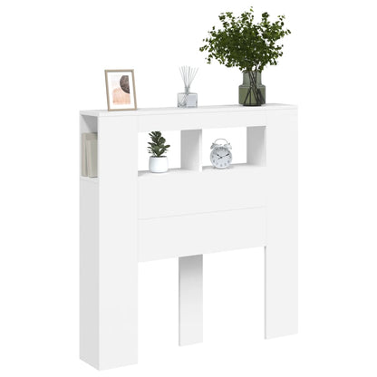 LED Headboard White 100x18,5x103,5 cm Engineered Wood