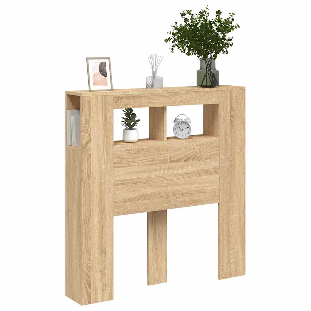 LED Headboard Sonoma Oak 100x18,5x103,5 cm Engineered Wood