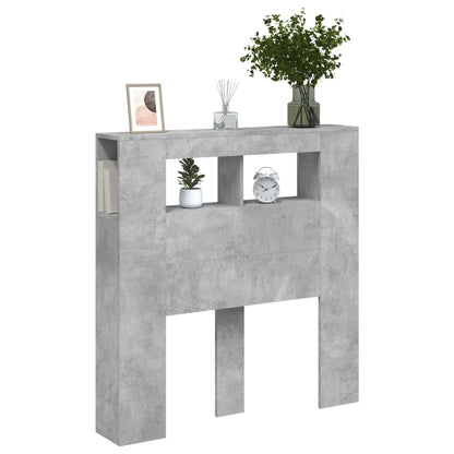 LED Headboard Concrete Grey 100x18,5x103,5 cm Engineered Wood