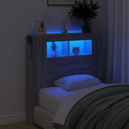 LED Headboard Grey Sonoma 100x18.5x103.5 cm Engineered Wood
