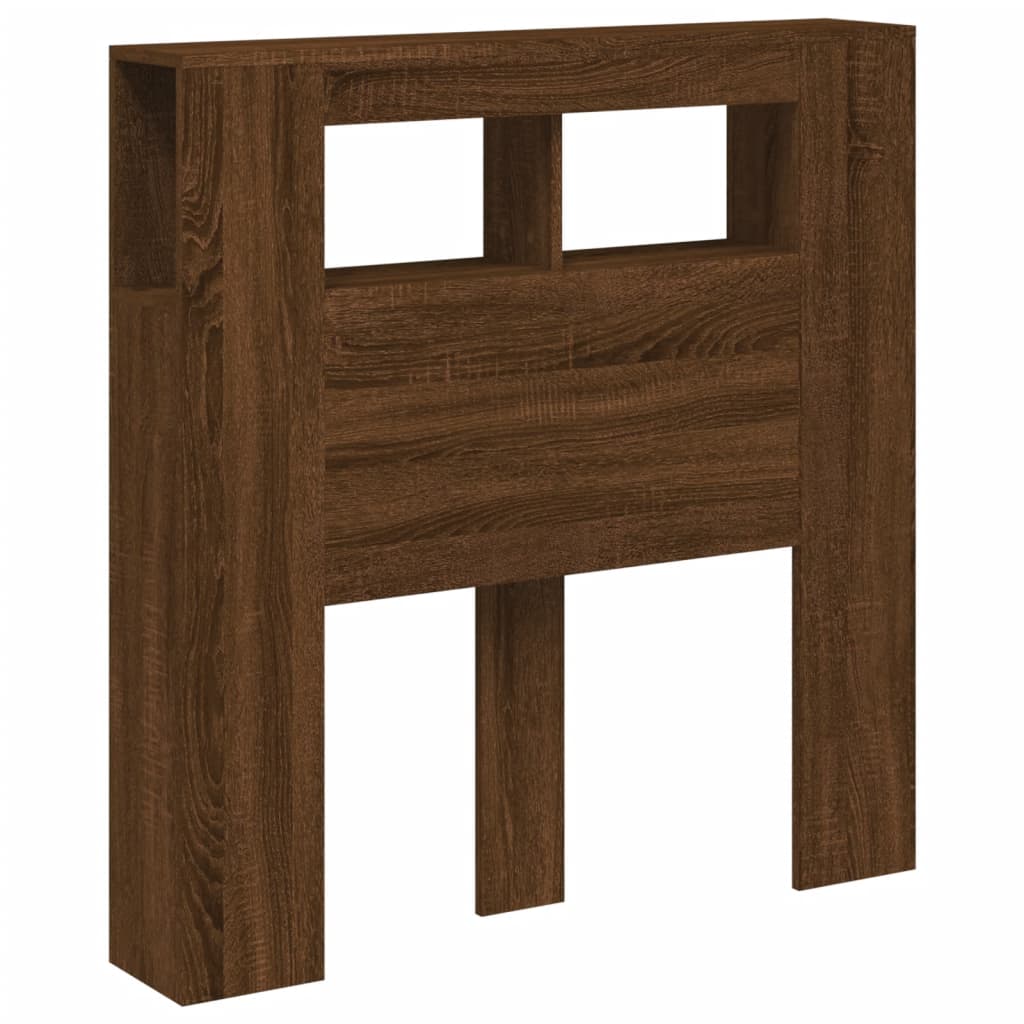 LED Headboard Brown Oak 100x18.5x103.5 cm Engineered Wood