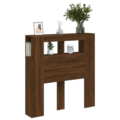 LED Headboard Brown Oak 100x18,5x103,5 cm Engineered Wood