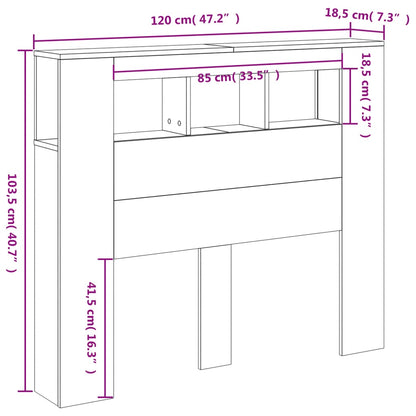LED Headboard White 120x18.5x103.5 cm Engineered Wood
