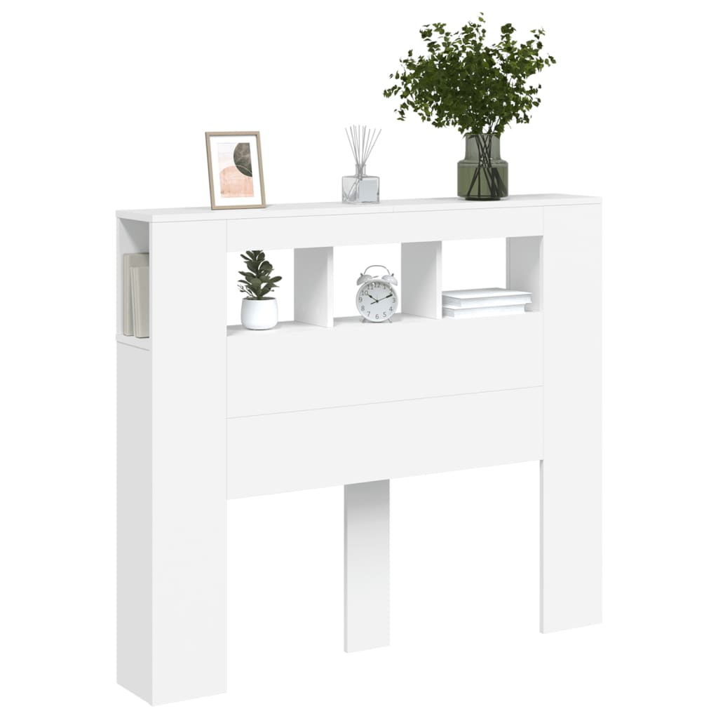 LED Headboard White 120x18,5x103,5 cm Engineered Wood