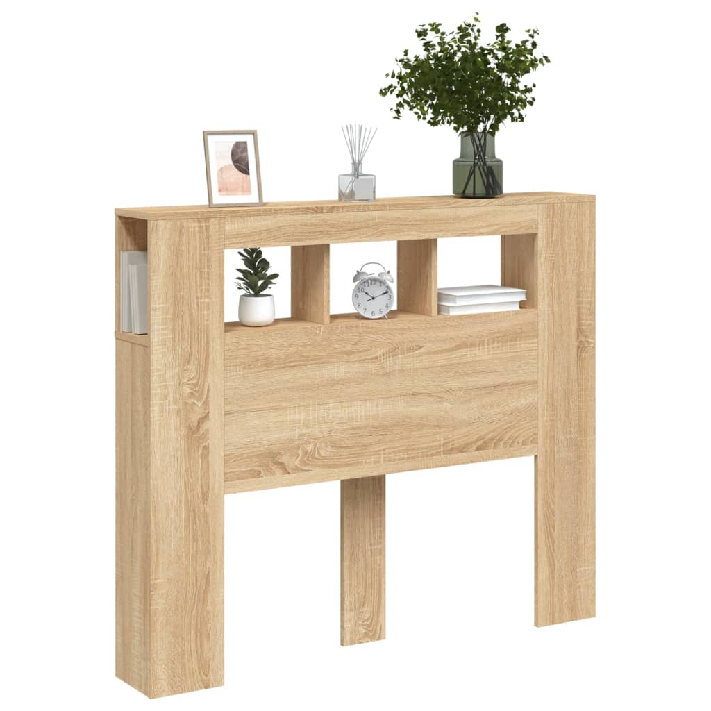 LED Headboard Sonoma Oak 120x18,5x103,5 cm Engineered Wood