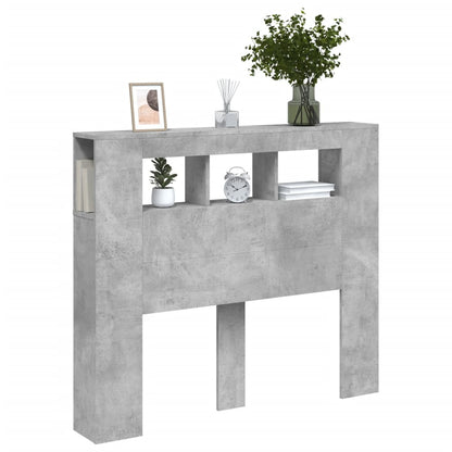 LED Headboard Concrete Grey 120x18,5x103,5 cm Engineered Wood