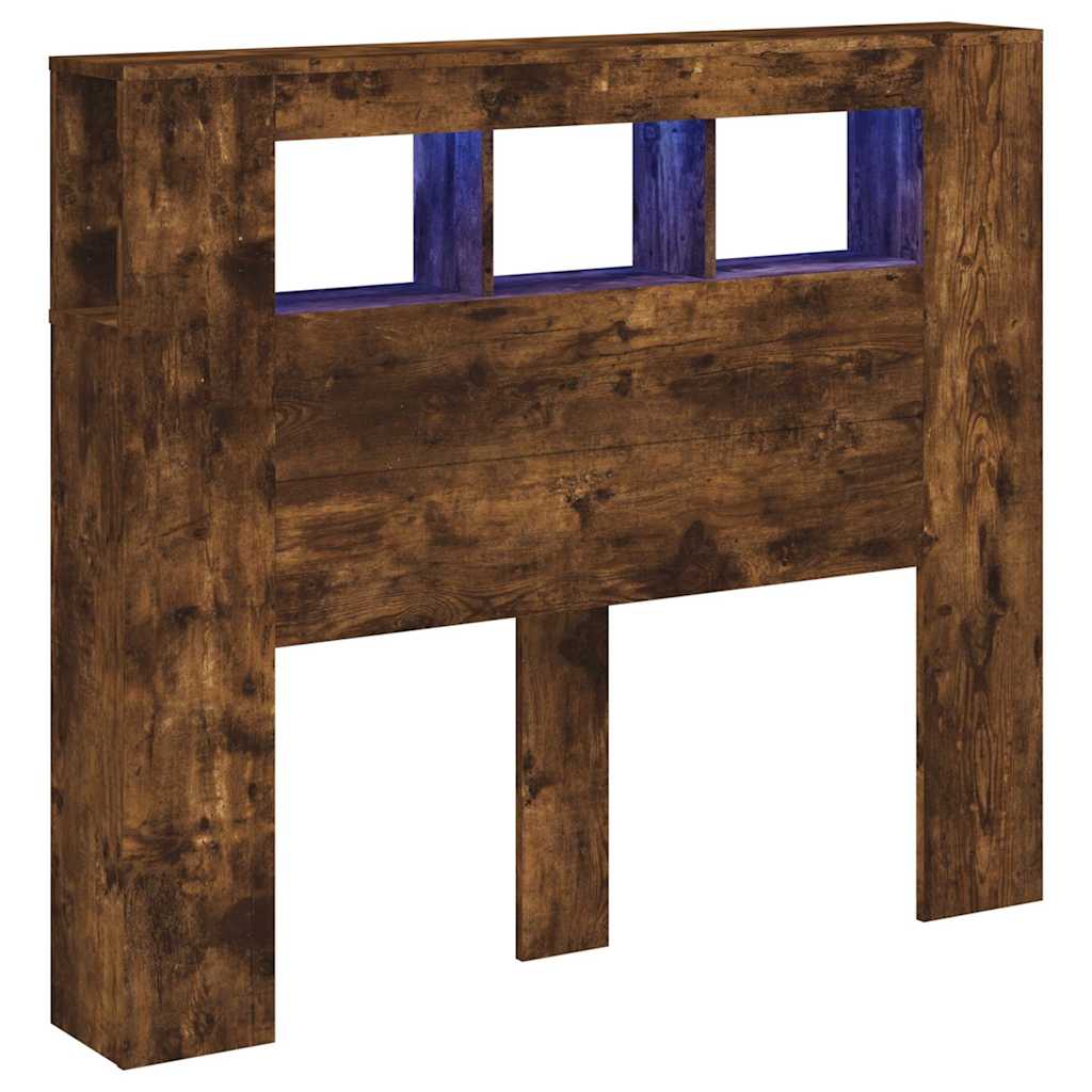 LED Headboard Smoked Oak 120x18.5x103.5 cm Engineered Wood