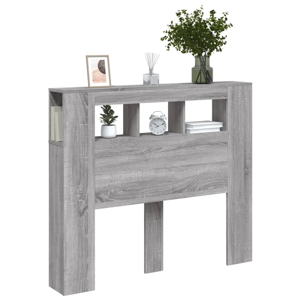 LED Headboard Grey Sonoma 120x18,5x103,5 cm Engineered Wood