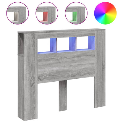 LED Headboard Grey Sonoma 120x18,5x103,5 cm Engineered Wood