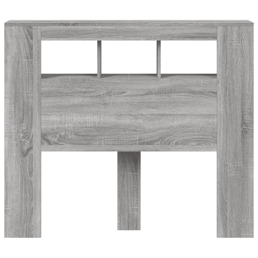 LED Headboard Grey Sonoma 120x18,5x103,5 cm Engineered Wood
