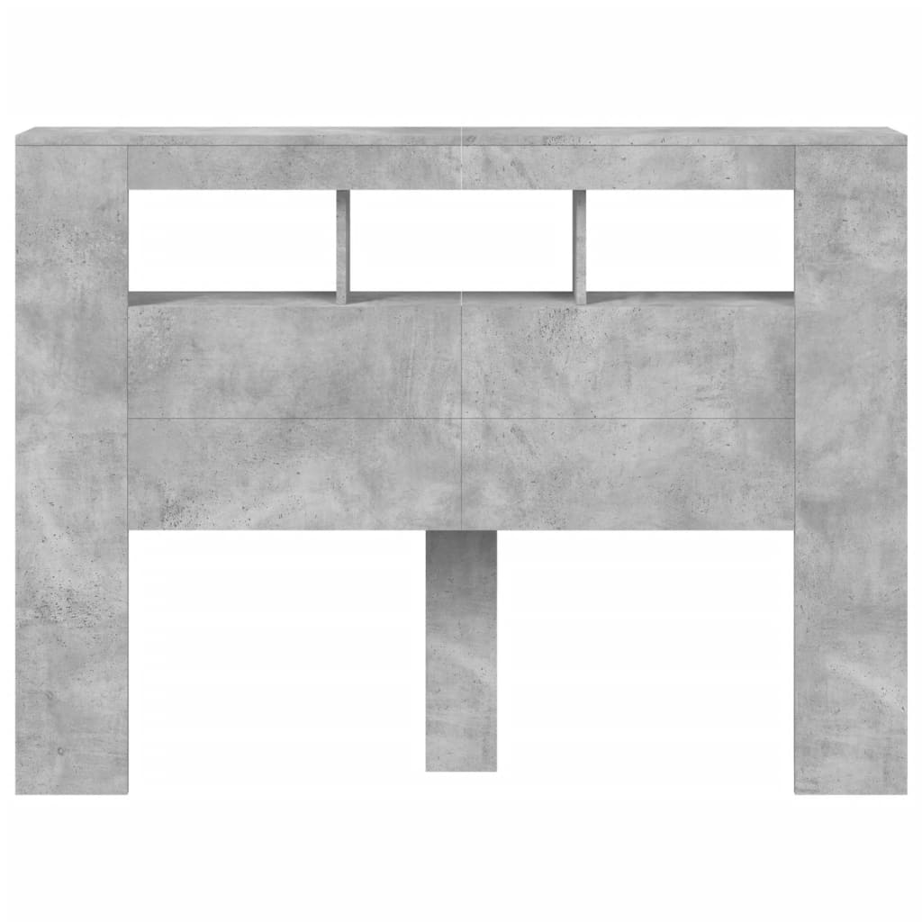 LED Headboard Concrete Grey 140x18.5x103.5 cm Engineered Wood