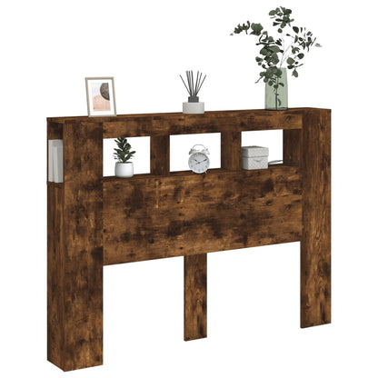 LED Headboard Smoked Oak 140x18,5x103,5 cm Engineered Wood